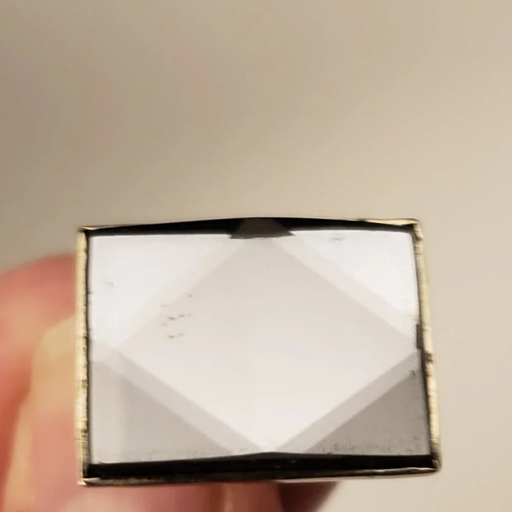 Vintage Silvertone Angled Mirrored Metal Cufflinks Faceted Geometric Rectangular